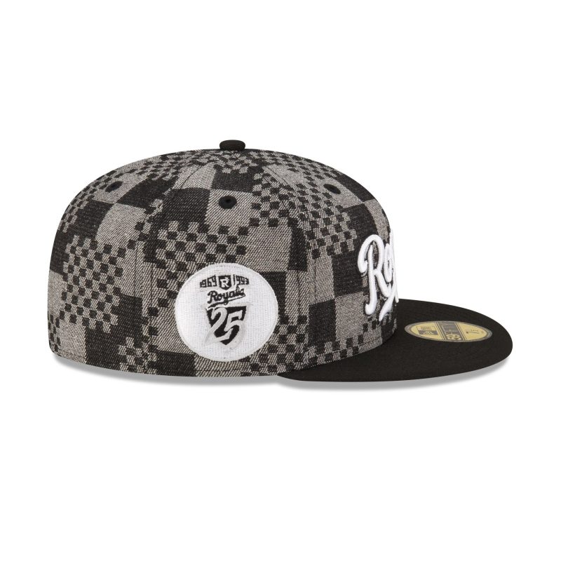 70863541 59FIFTY MLBPATTERNDENIM KANROYCO BLACK RSIDE